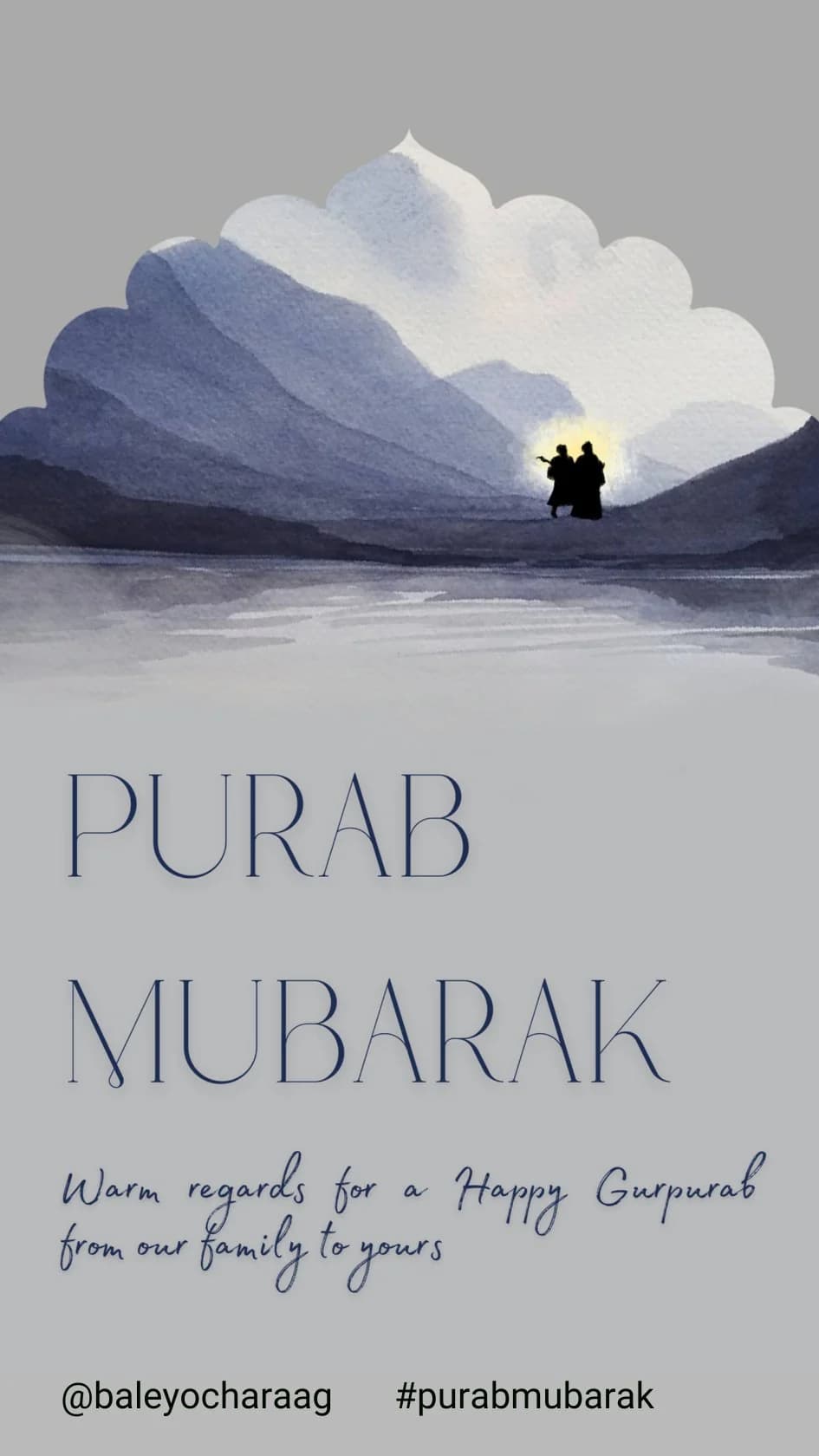 Misty blue mountains, Purab Mubarak, warm regards for a happy Gurpurab