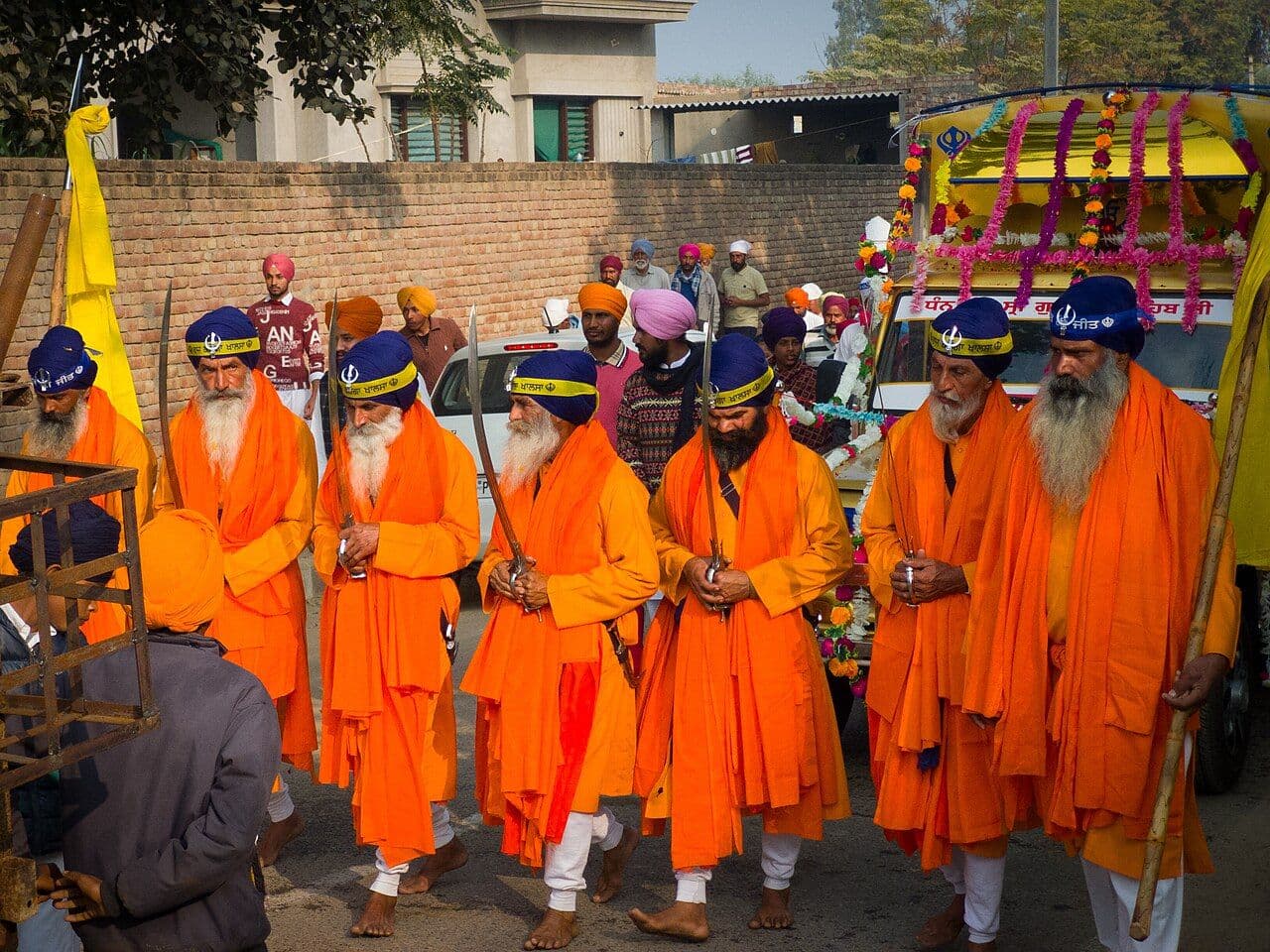 The Panj Pyare leading a nagar kirtan at Burj Bhalaike