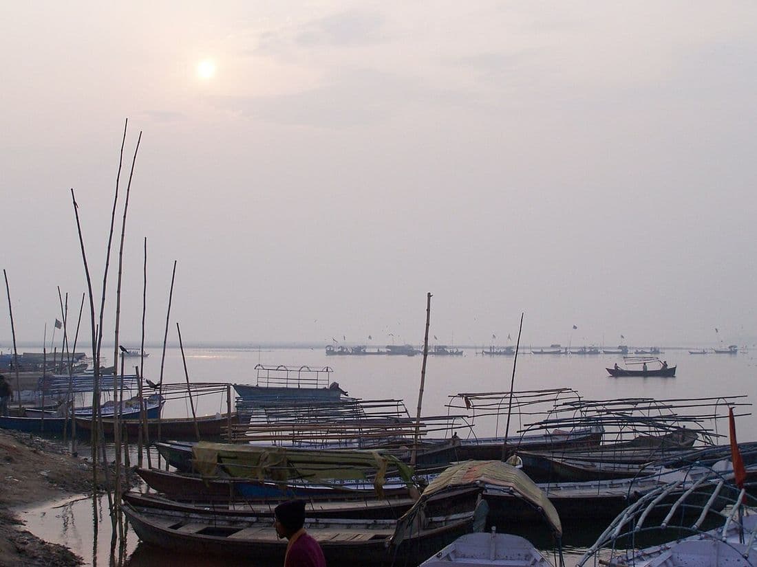 Boats at the Triveni Sangam, Prayagraj